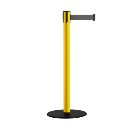 Montour Line Retr. Belt Stanchion, Low Base, 2.5in YLW Post 9' Dk Gry Belt S400-YW-DGY-90